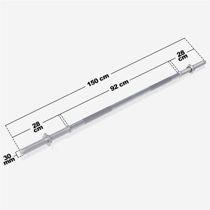 Chrome Barbell Bar 150 cm (4.9 ft) with Star Collars