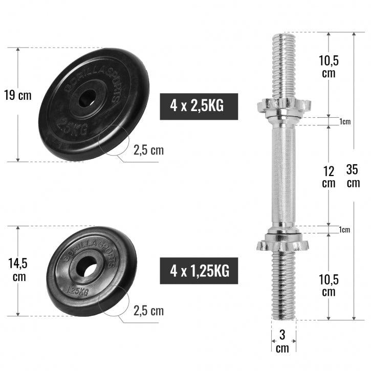 Rubber Coated Dumbbell Set 20 kg