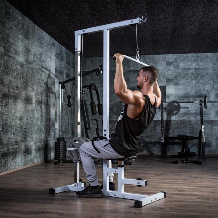 Lat Pull-Down Station in White/Black