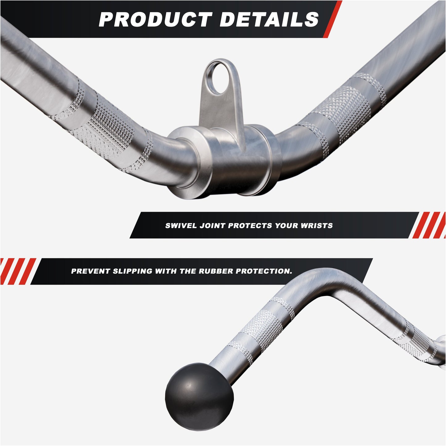 Ez Bar Cable Attachment with Chrome Rotating Swivel Joint