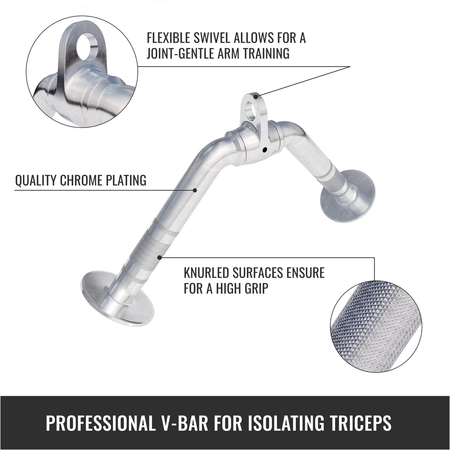 Rotating Triceps V Bar with Chrome Joint