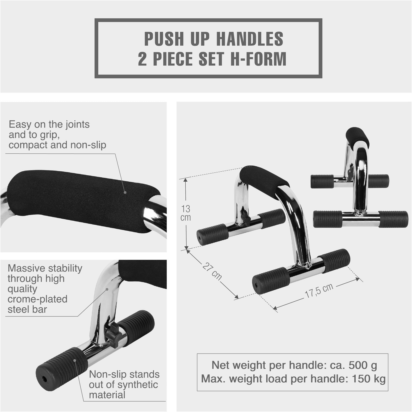 Push-Up Bars Handles Chrome-Plated