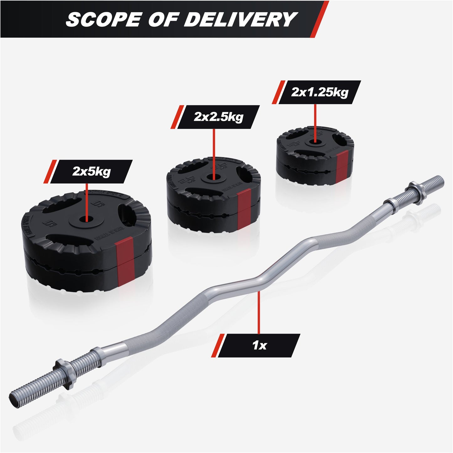 EZ Curl Set with Plastic Weight Plates 25 kg