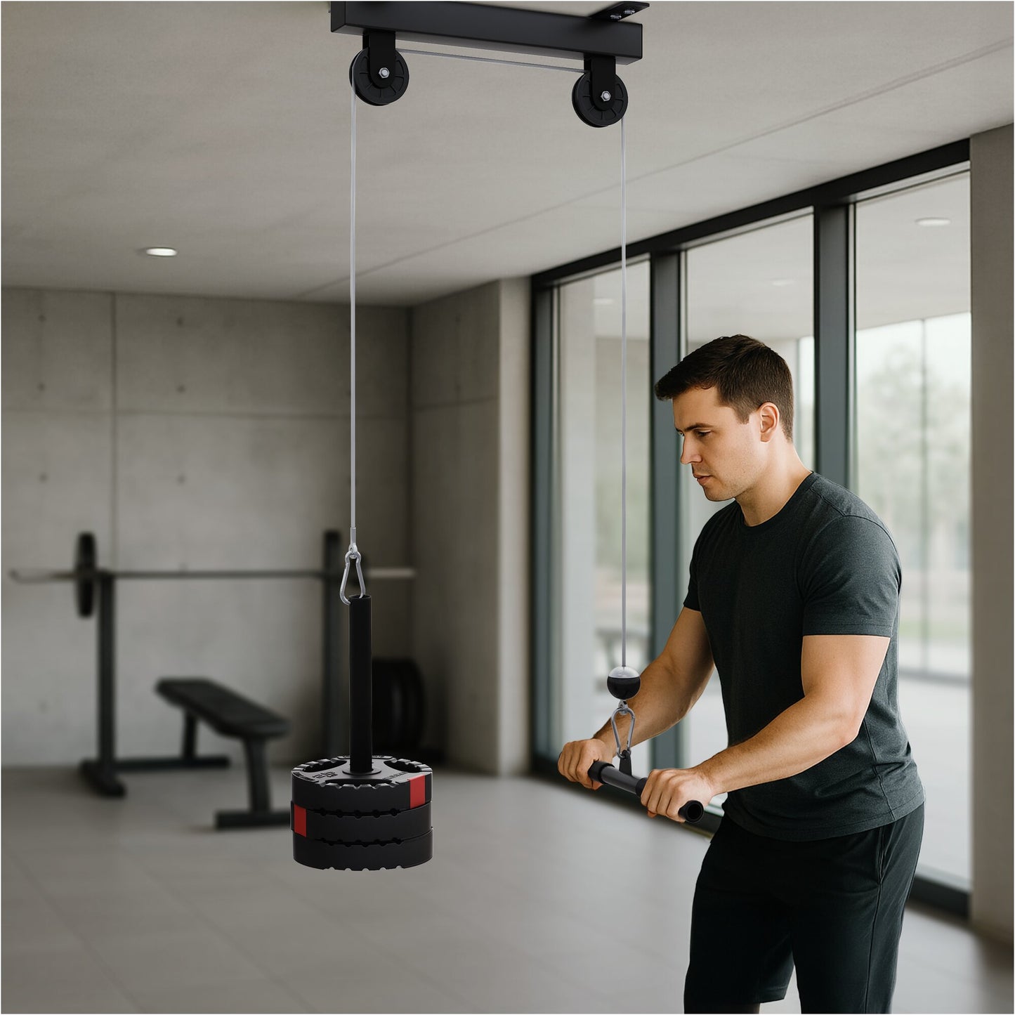 Ceiling Mounted Lat Pulldown Black