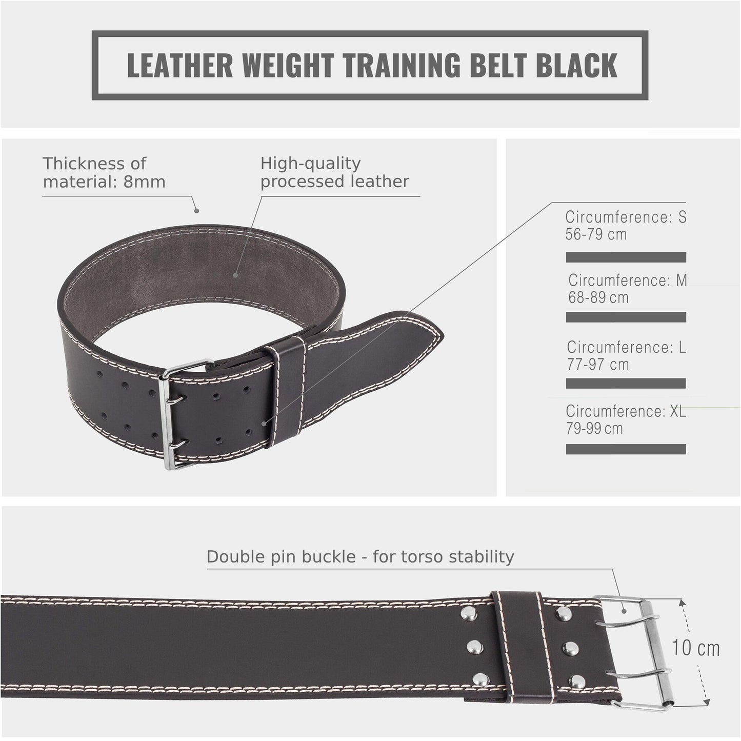 Weight Training Belt Black S-XL