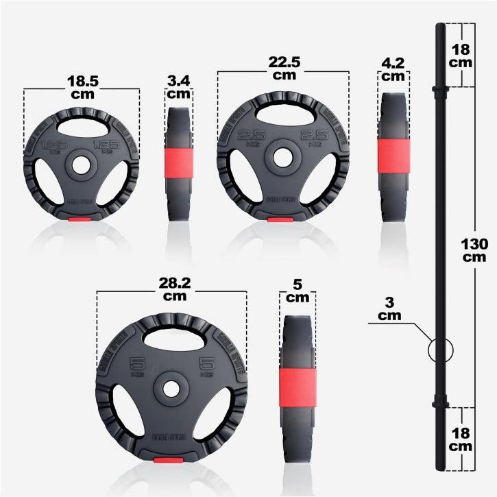 Plastic Barbell Set with Grip Weight Plates 19.5 kg