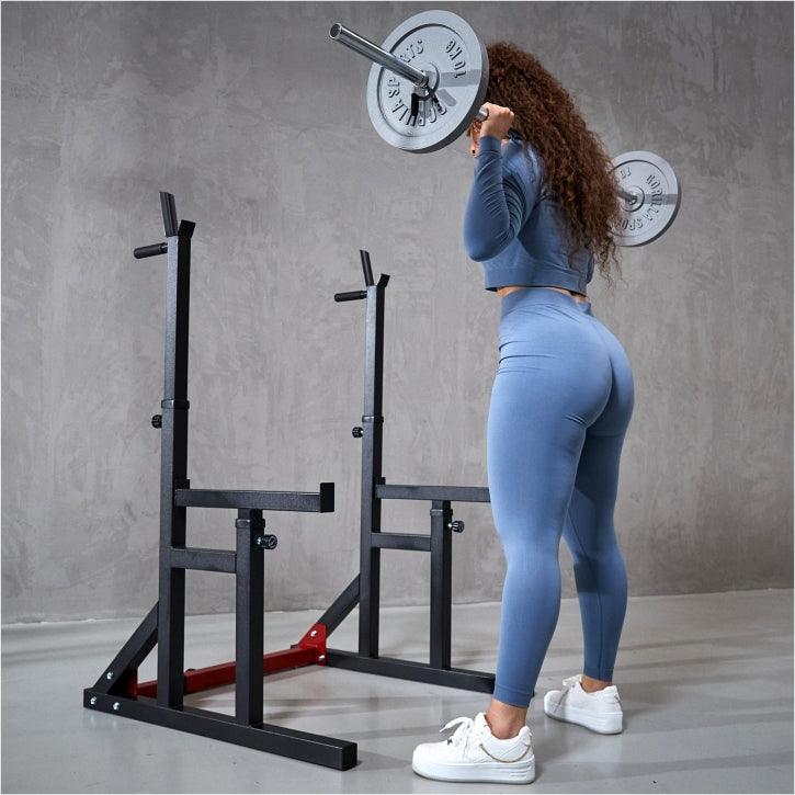Adjustable Squat Rack with Dip Handles