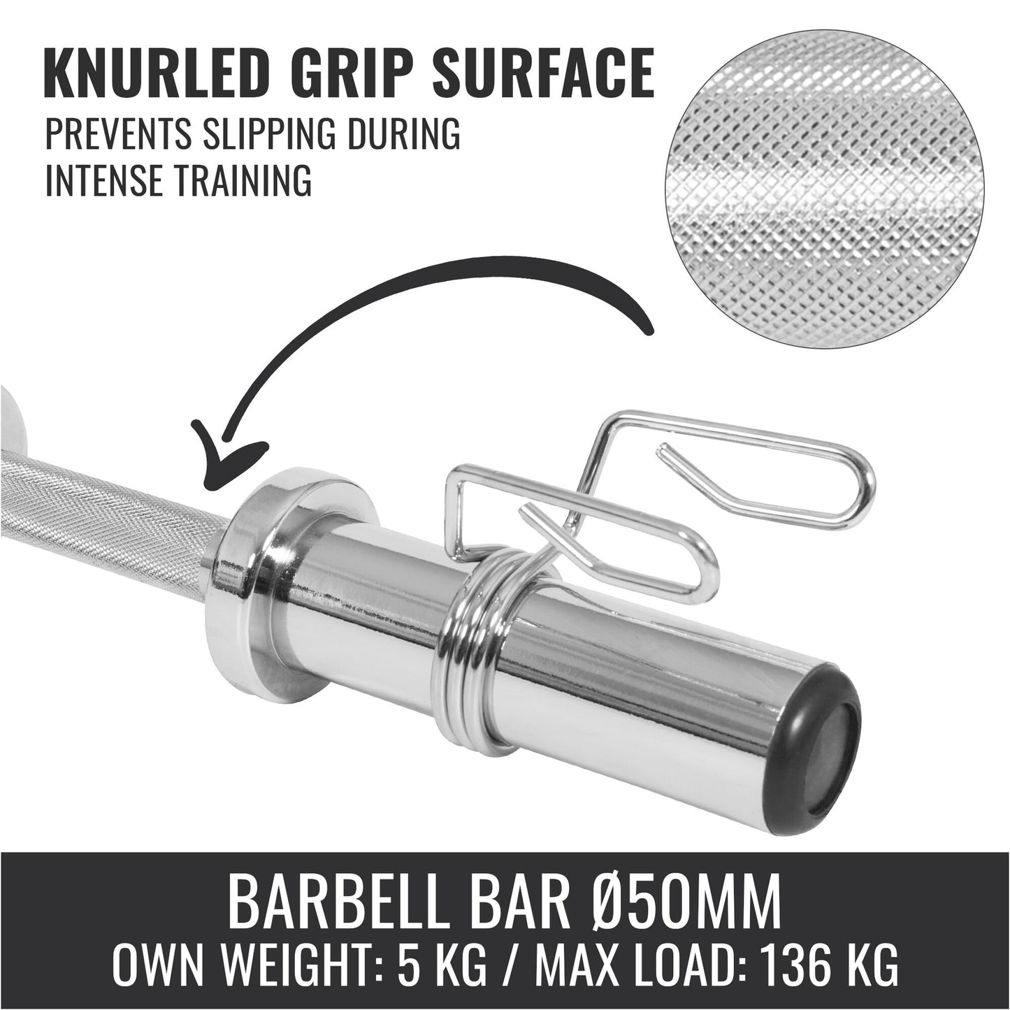 Olympic Dumbbell Bar 50 cm with Spring Collars