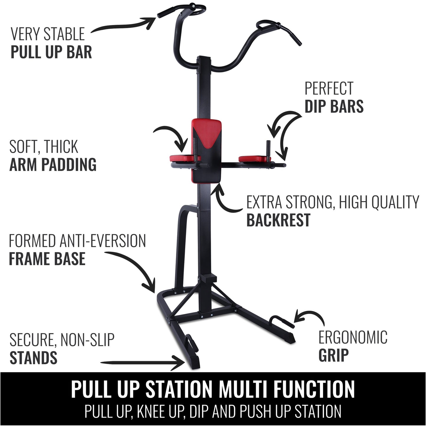 Multifunction Pull Up Station Black/Red