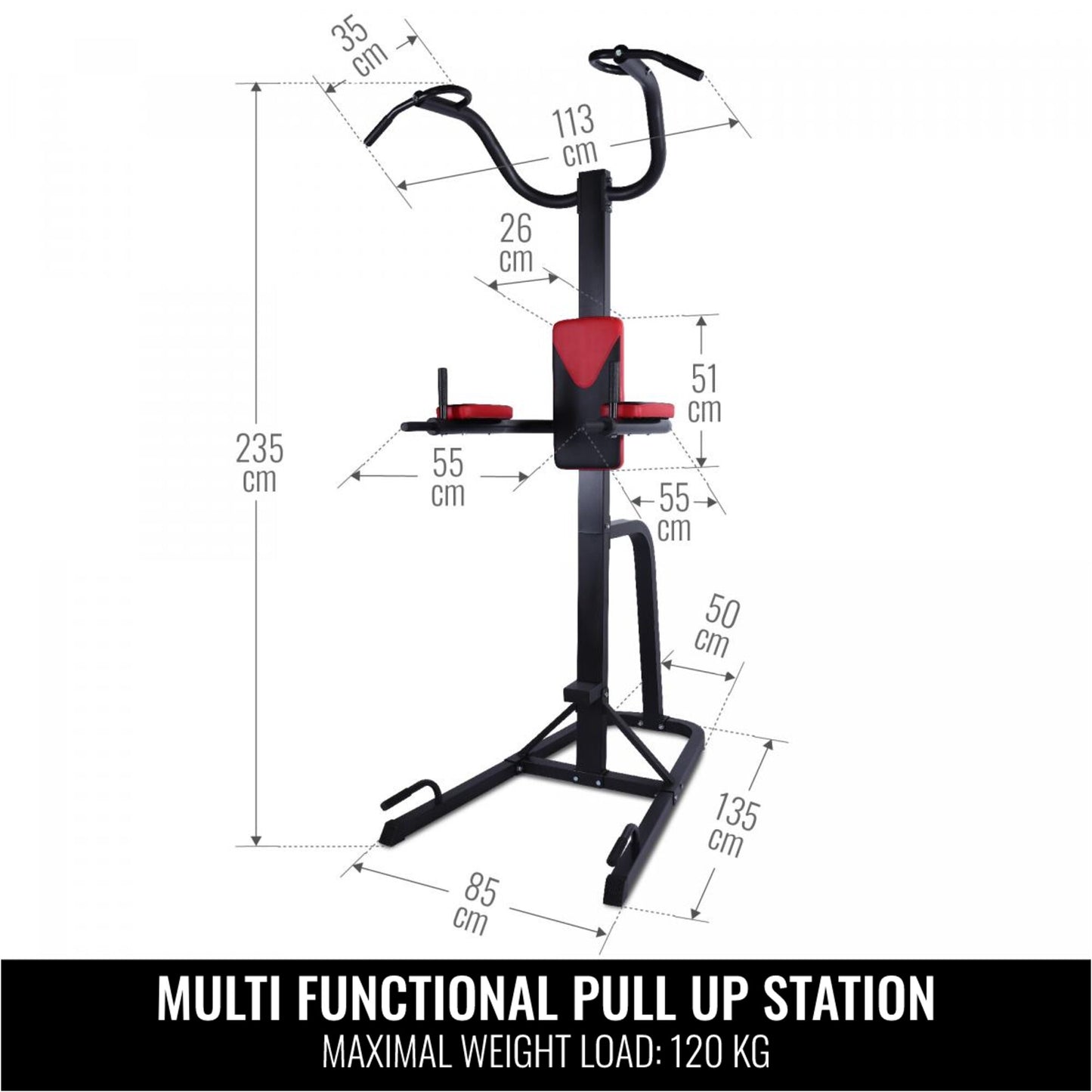 Multifunction Pull Up Station Black/Red