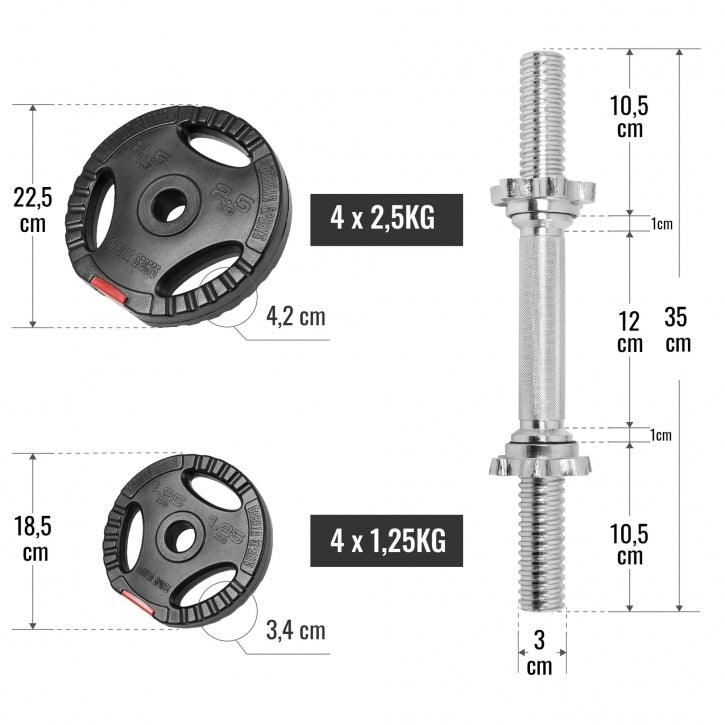 Plastic Tri-Grip Dumbbell Set 20 kg
