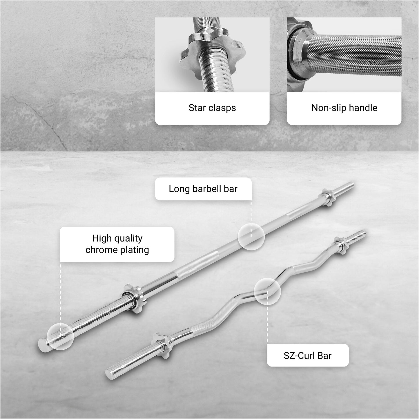 Weight Bar Set with Barbell and EZ Curl Bar