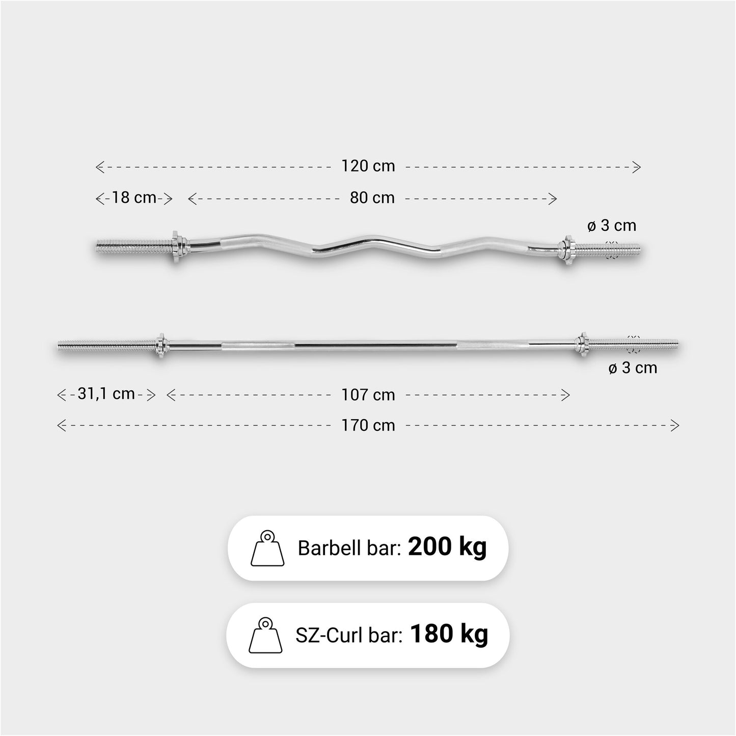 Weight Bar Set with Barbell and EZ Curl Bar