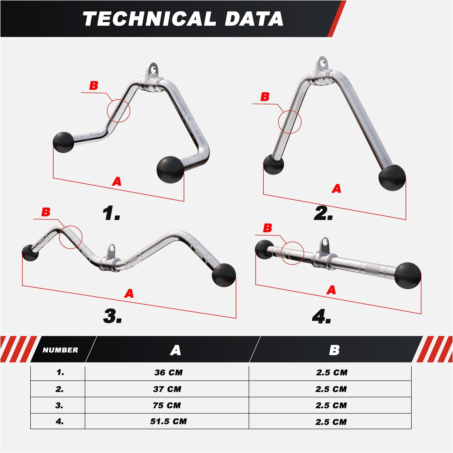 Cable Attachment Set with Triceps, SZ Curl, and Rowing Handles
