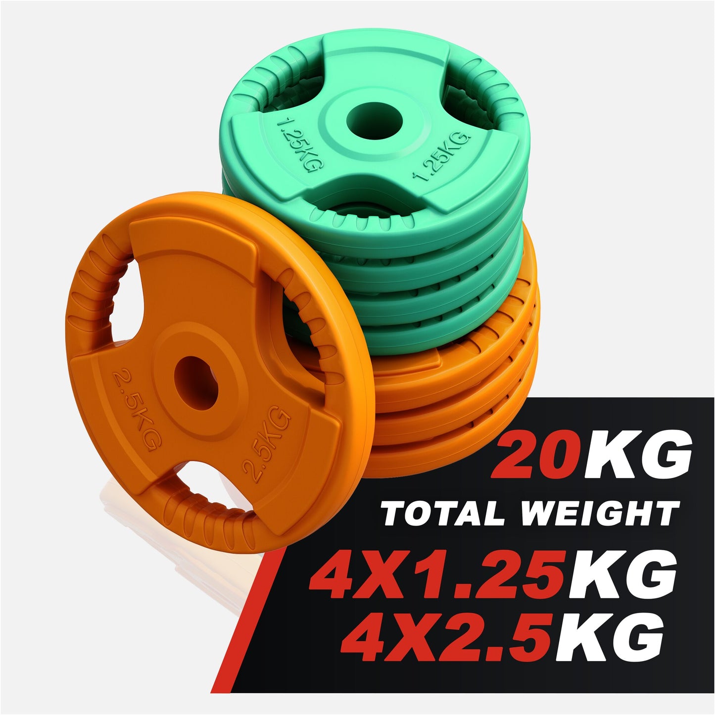 Rubber Tri-Grip Dumbbell Set 20 kg