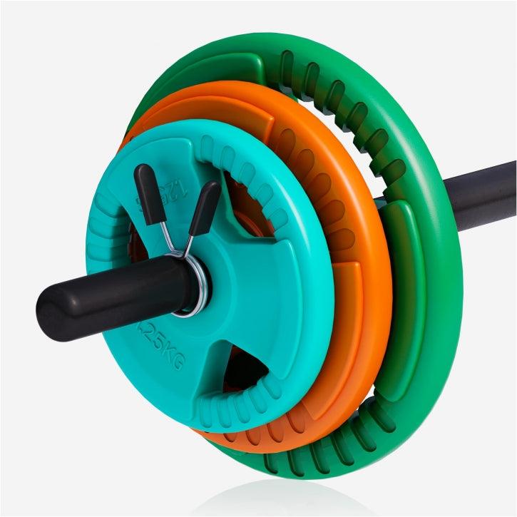 Barbell Weight Set with Rubber Grip Plates 19.5 kg