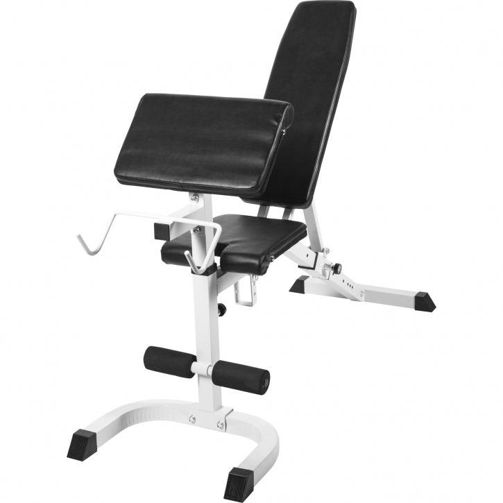 Adjustable incline bench with curl desk white – Gorilla Sports UK