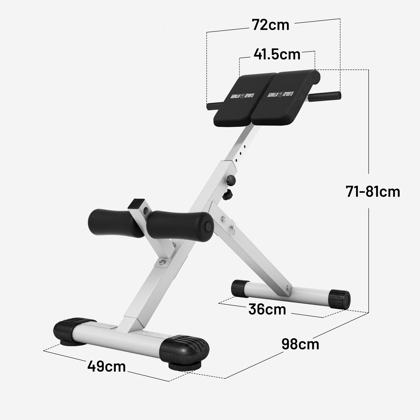 Foldable Hyperextension Bench Black/White