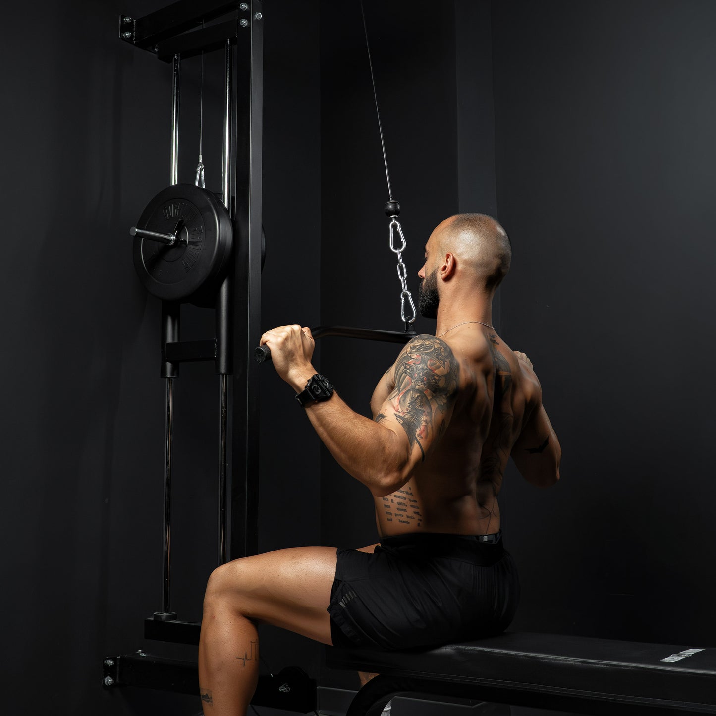 Wall Mounted Lat Pulldown Tower Black