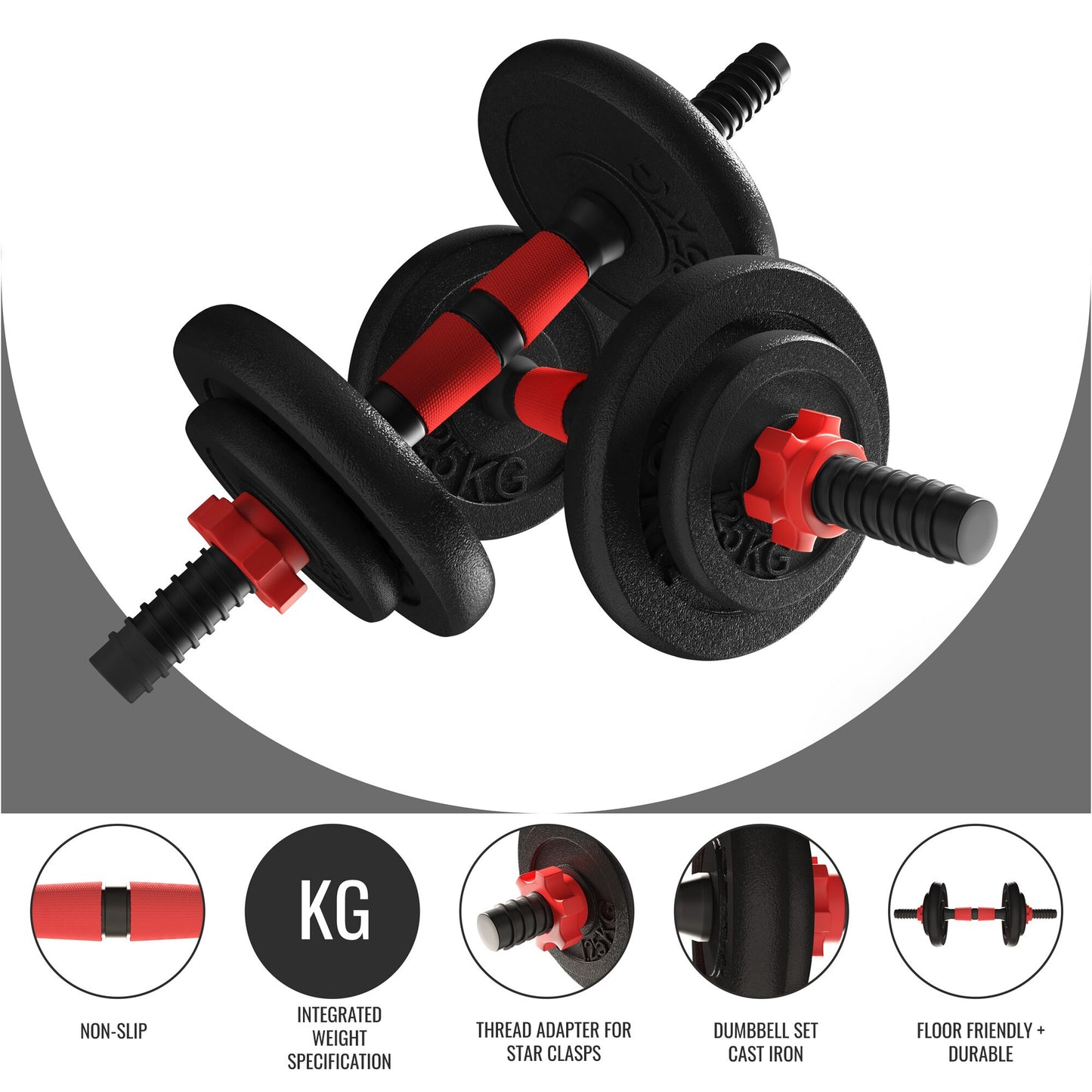 Cast Iron Dumbbell Set 15/20/25 kg