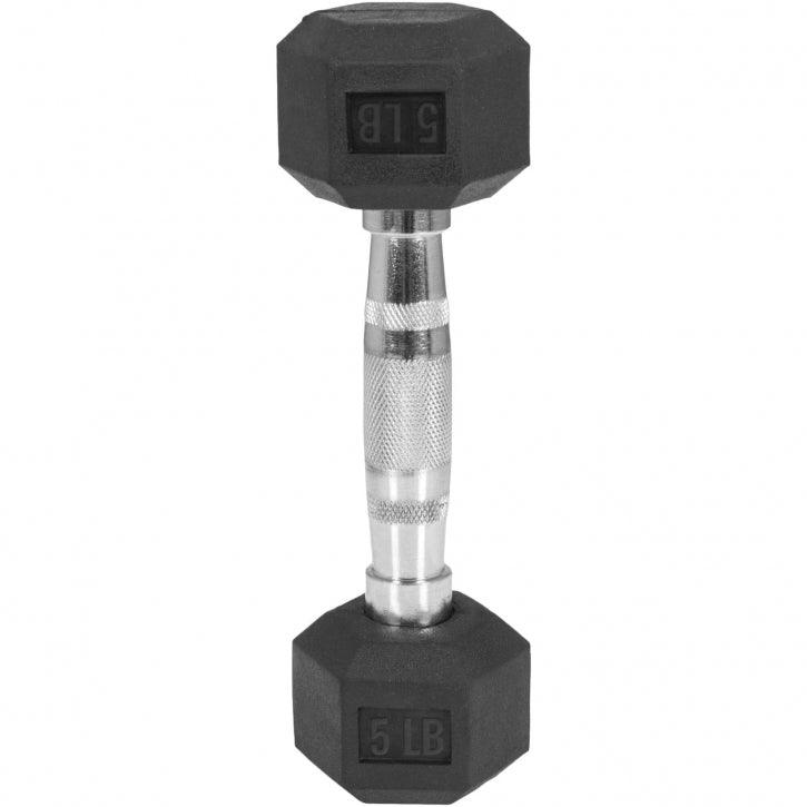 Hexagon Rubber Dumbbell 5 - 60 lb (2.3 - 27.2 kg)