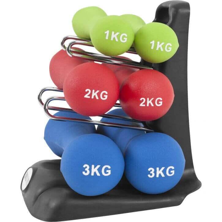 Neoprene Dumbbell Set 12 kg with Stand