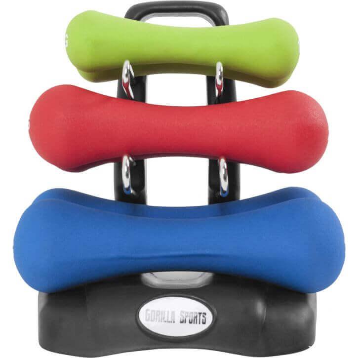 Neoprene Dumbbell Set 12 kg with Stand