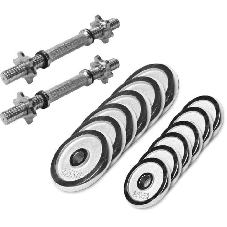 Chrome Dumbbell Set with Star Collars - 27.5 kg