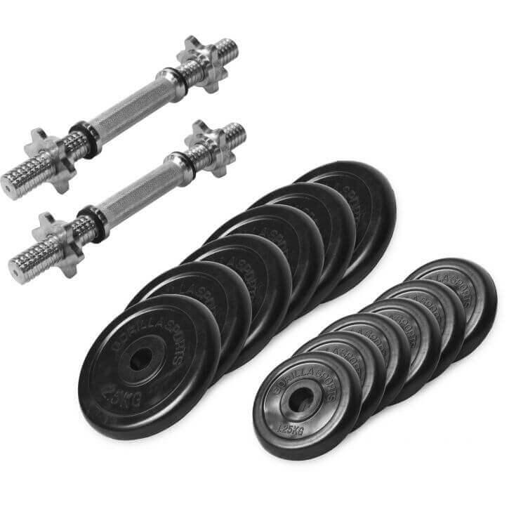 Rubber Coated Cast Iron Dumbbell Set 27.5 kg