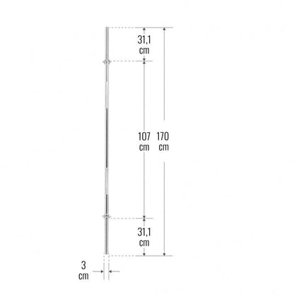 Chrome Barbell Bar 170 cm with Star Collars, Silver/Black