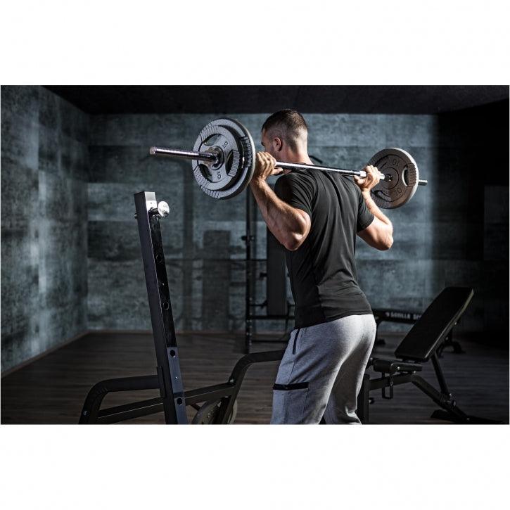 Chrome Barbell Bar 170 cm with Star Collars, Silver/Black