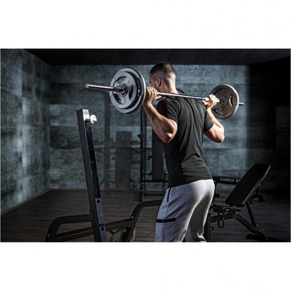Chrome Barbell Bar 170 cm with Star Collars, Silver/Black