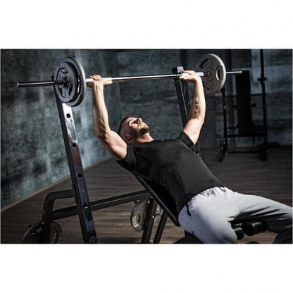 Chrome Barbell Bar 170 cm with Star Collars, Silver/Black