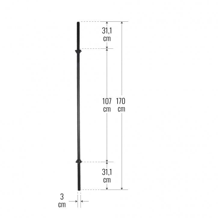 Chrome Barbell Bar 170 cm with Star Collars, Silver/Black