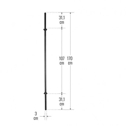 Chrome Barbell Bar 170 cm with Star Collars, Silver/Black