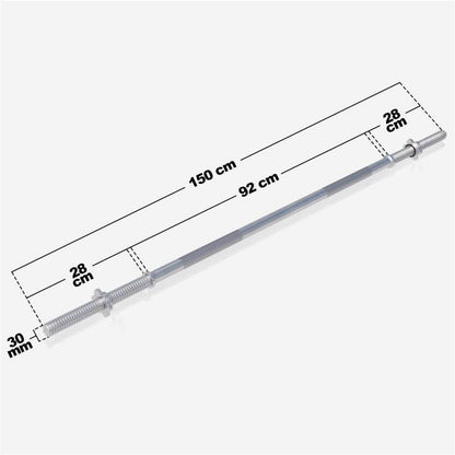 Chrome Barbell Bar 150 cm (4.9 ft) with Star Collars