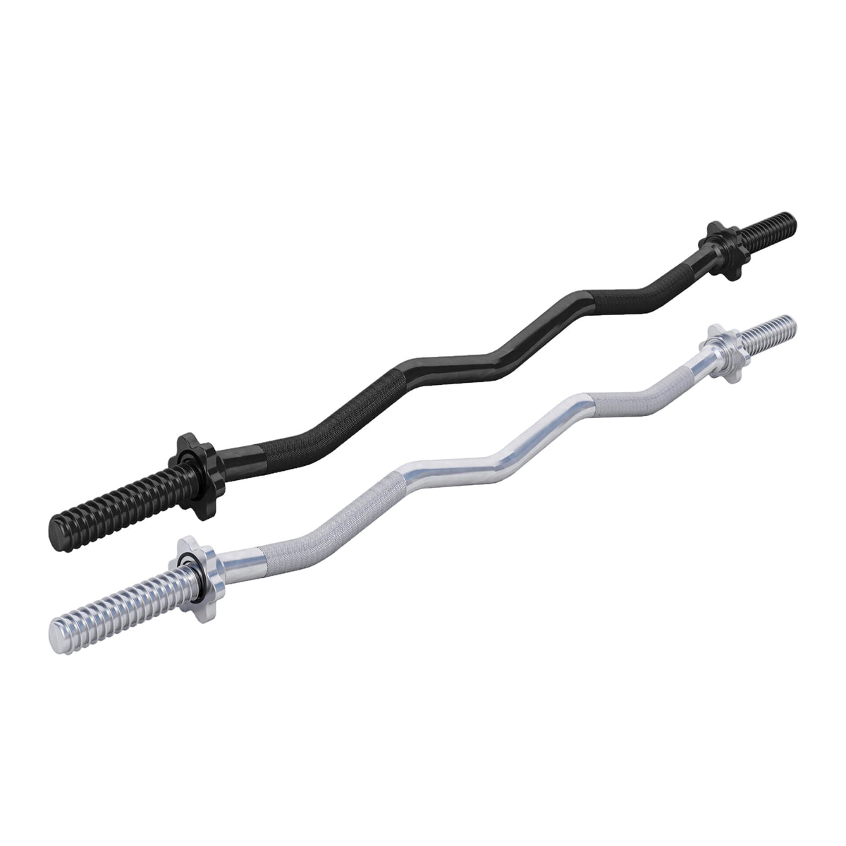EZ Curl Bar 120 cm (4 ft) with Star Collars, Silver/Black