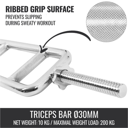 Triceps Bar 30 mm with Star/Spring Collars
