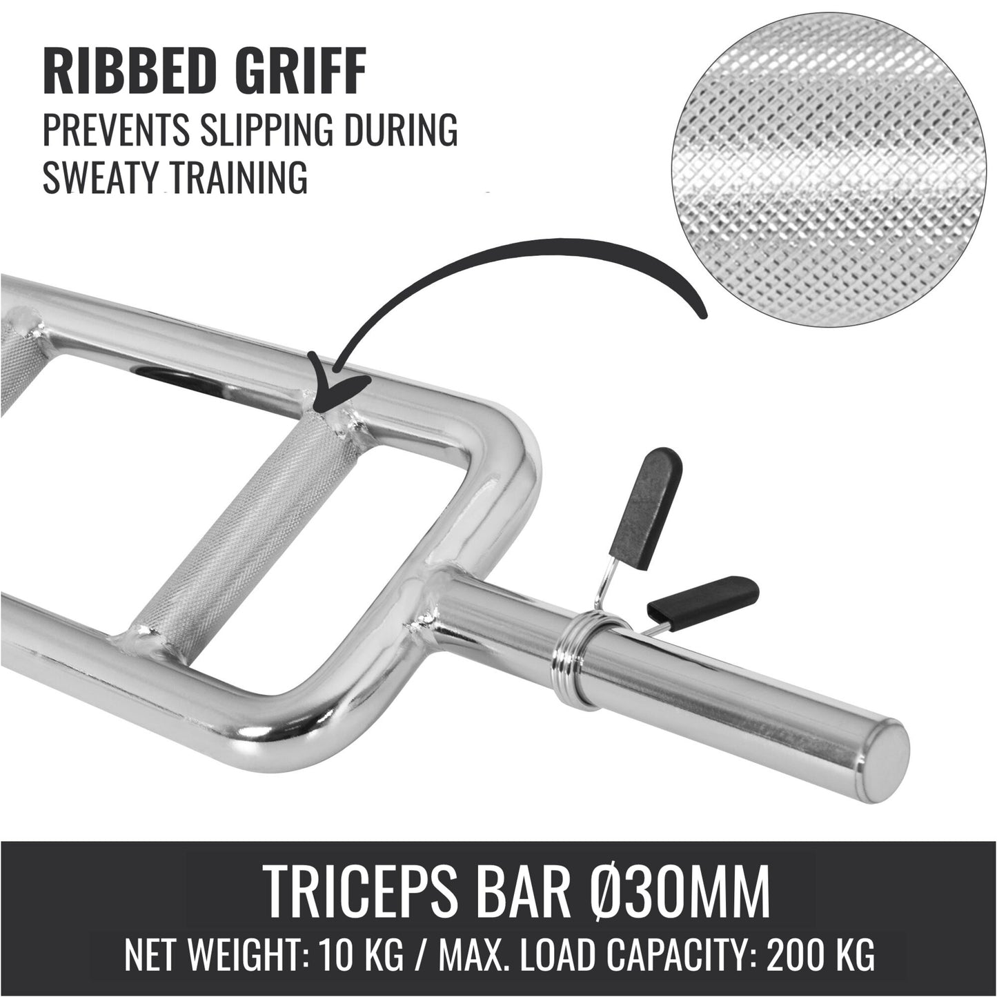 Triceps Bar 30 mm with Star/Spring Collars