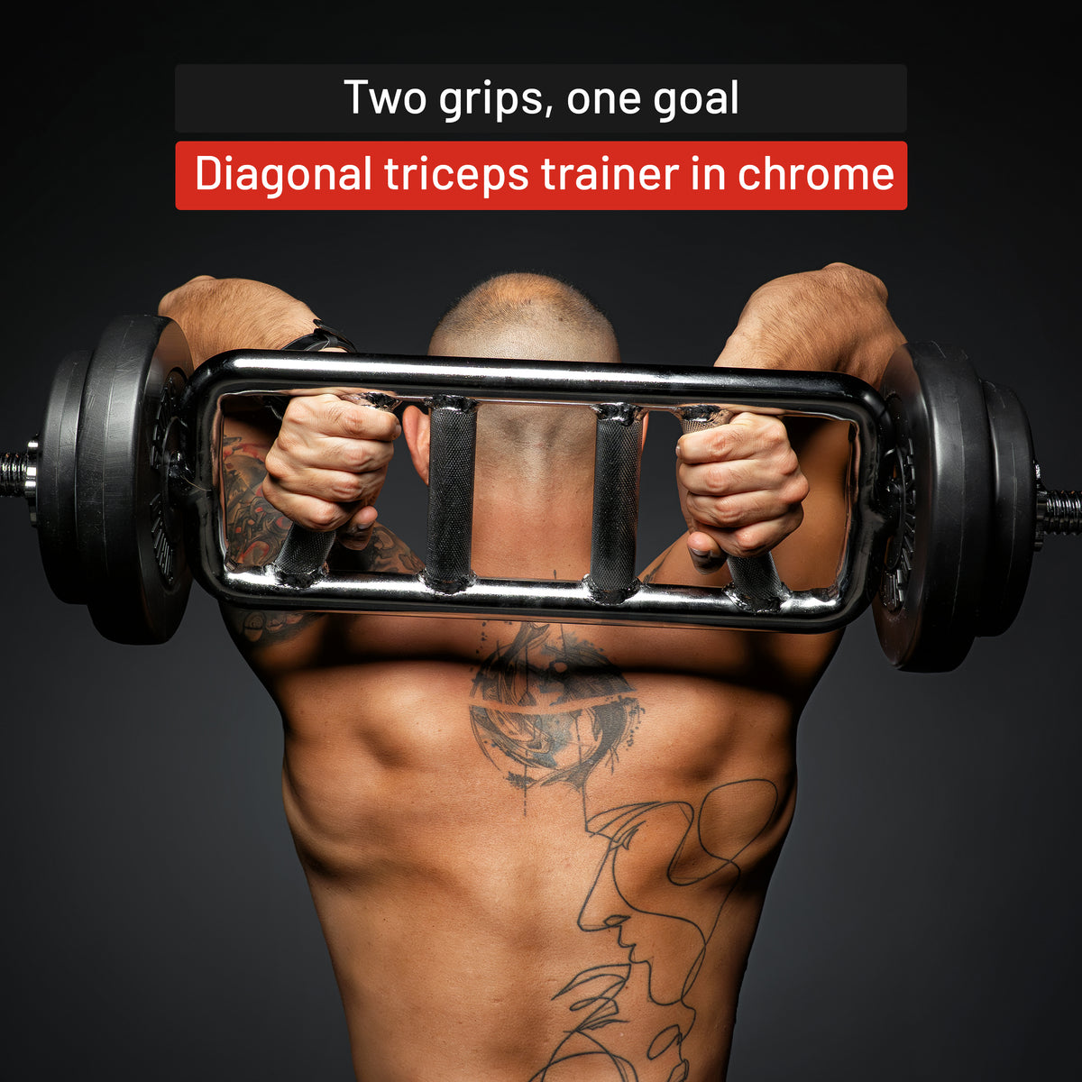 Multi-Grip Triceps Trainer Chrome Bar with Star Collars