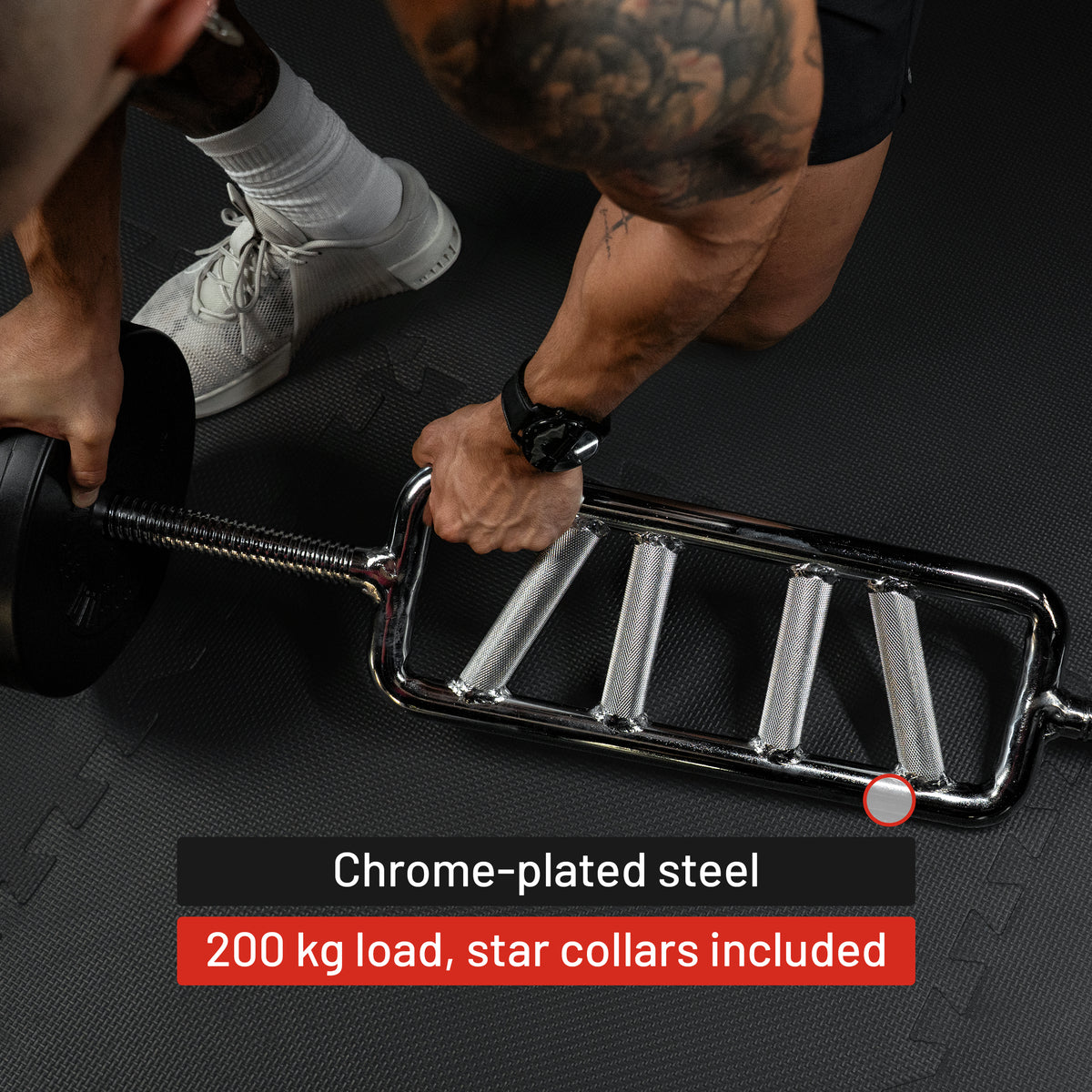 Multi-Grip Triceps Trainer Chrome Bar with Star Collars