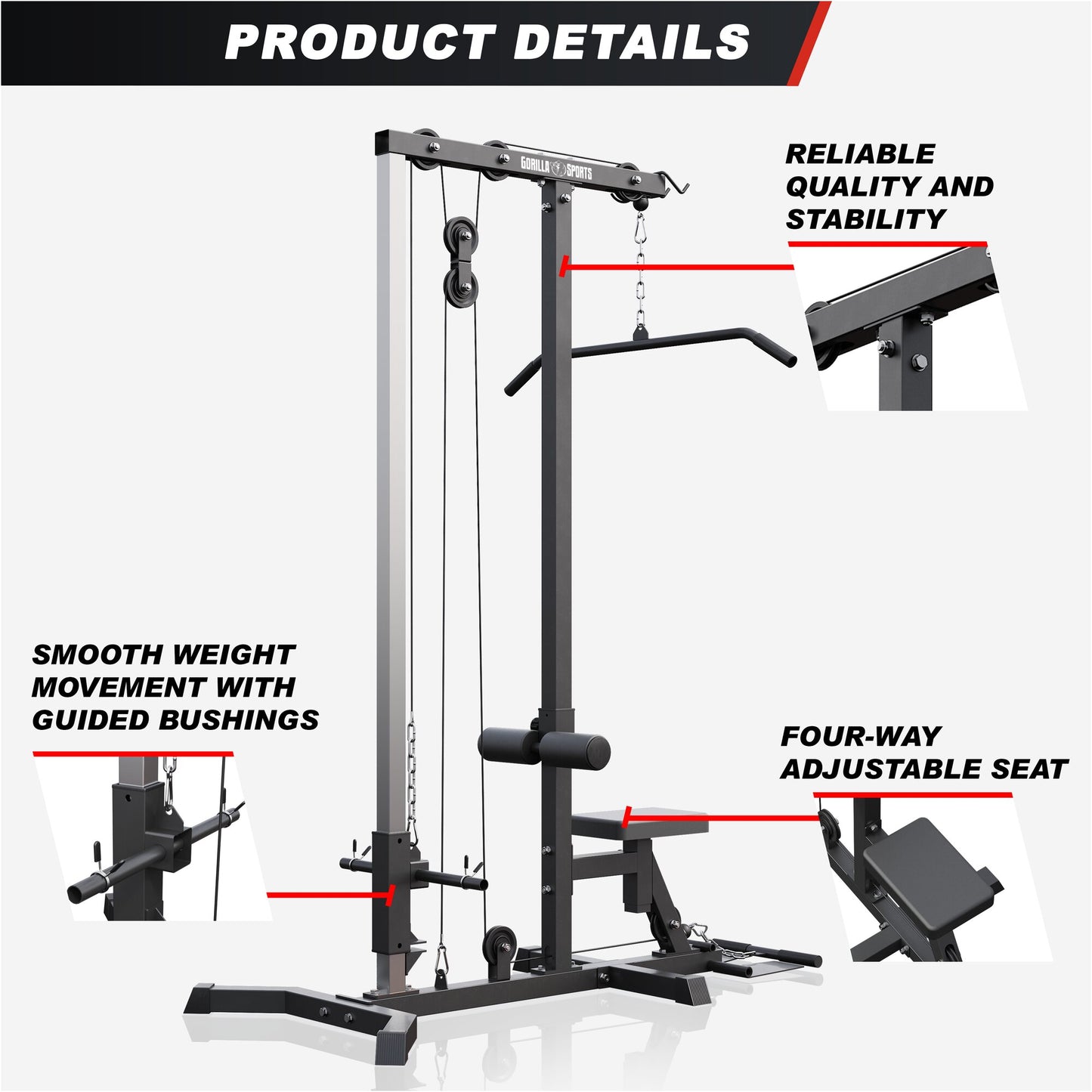 Lat Pull-Down Station in White/Black