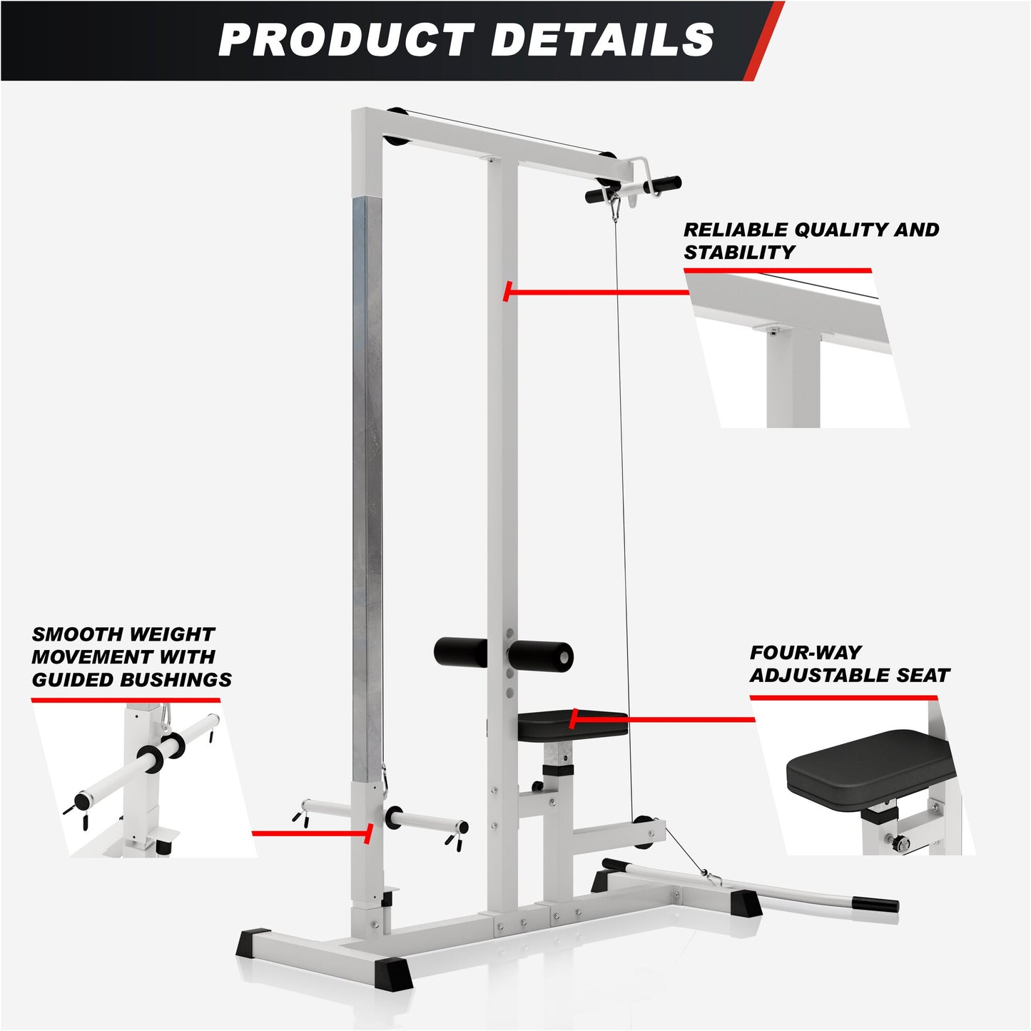 Lat Pull-Down Station in White/Black