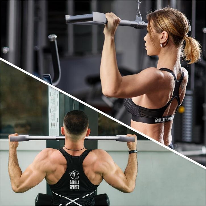 Straight Lat Pulldown Bar with D Handles and Swivel Joint