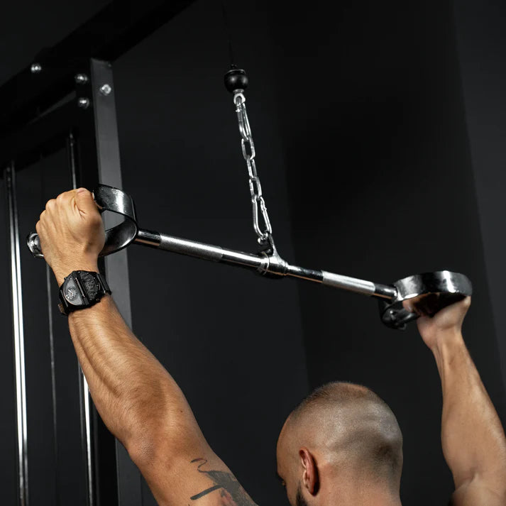 Straight Lat Pulldown Bar with D Handles and Swivel Joint