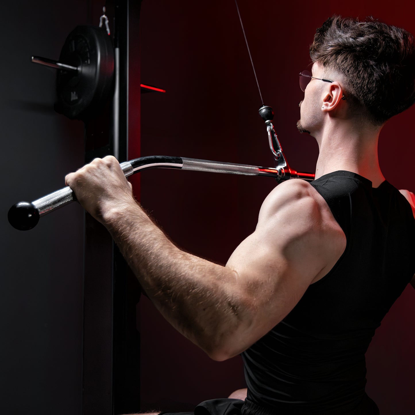 Revolving Lat Pulldown Bar with Rubber Ends in Chrome