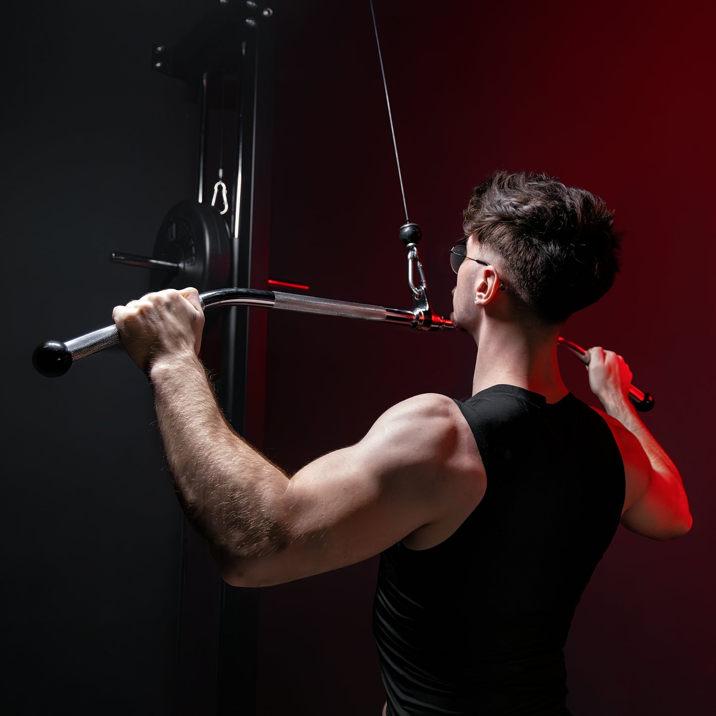 Revolving Lat Pulldown Bar with Rubber Ends in Chrome
