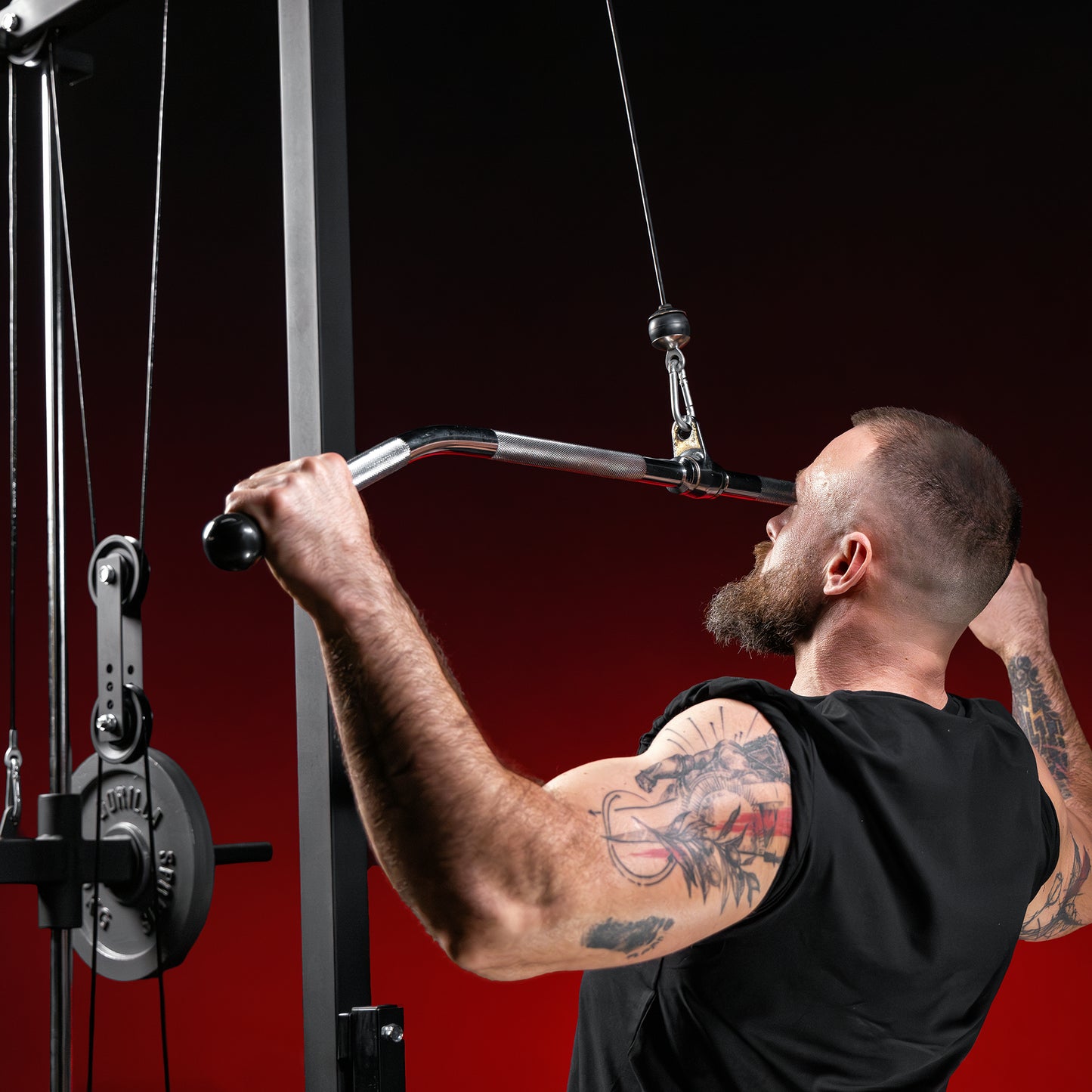 Revolving Lat Pulldown Bar with Rubber Ends in Chrome