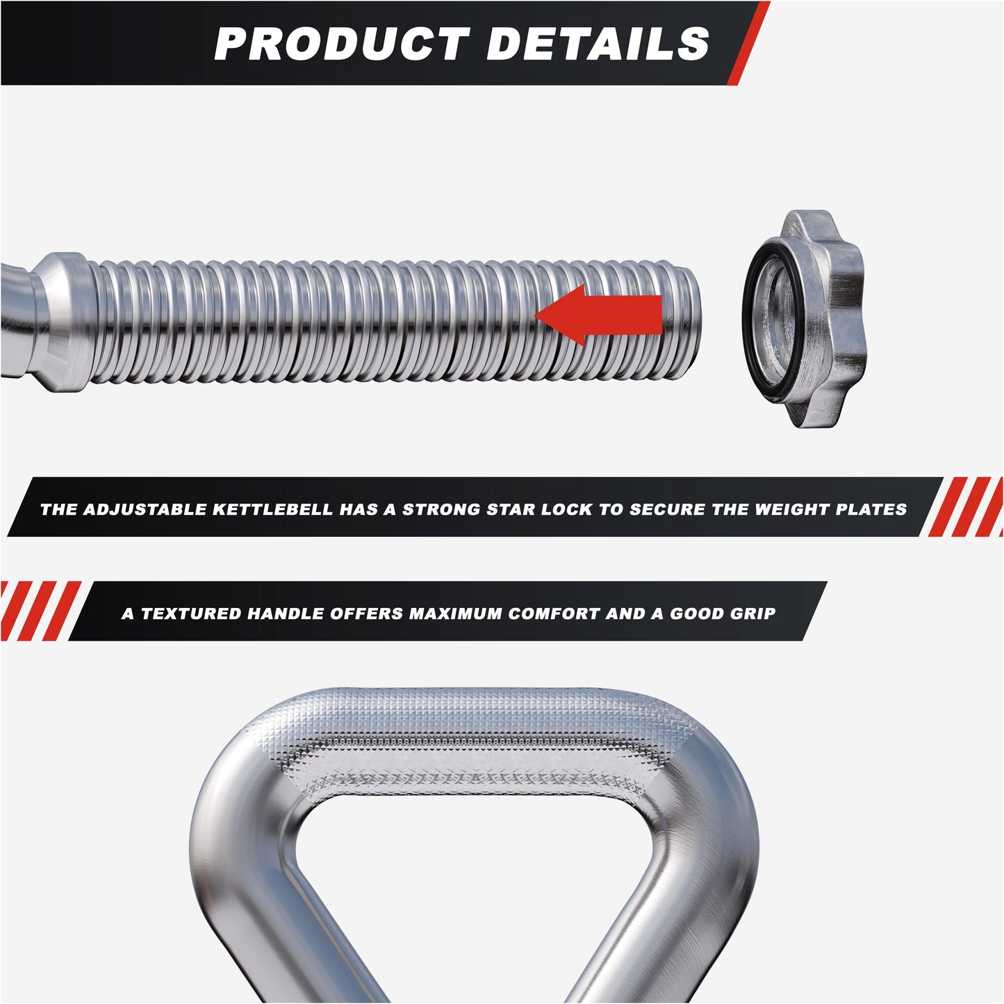 Adjustable Kettlebell Handle Chrome 3.3 kg