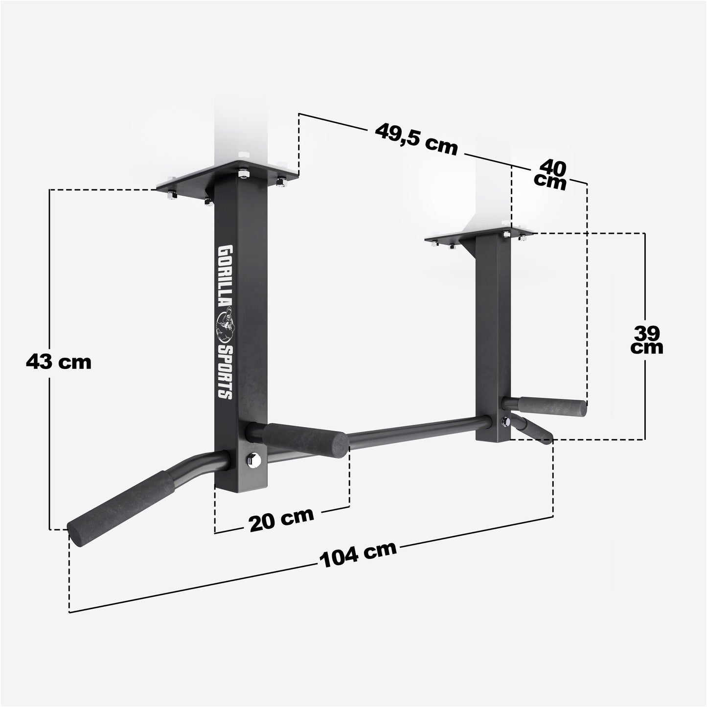 Ceiling-Mounted Pull-Up Bar (Black/White)